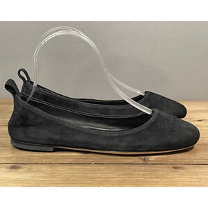 AGL Women's Ballet Flats Size 36 Black Suede Round Toe Made in Italy